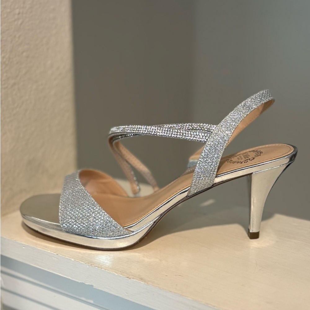 I. Miller Womens Silver Glitter Bria Slingback Heels Sandals Sz 8M Bridal Party - Picture 4 of 9